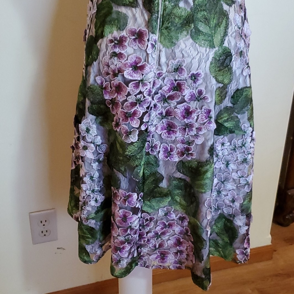 Alex Marie Purple floral embroidered Dress Size 4 - Picture 6 of 11